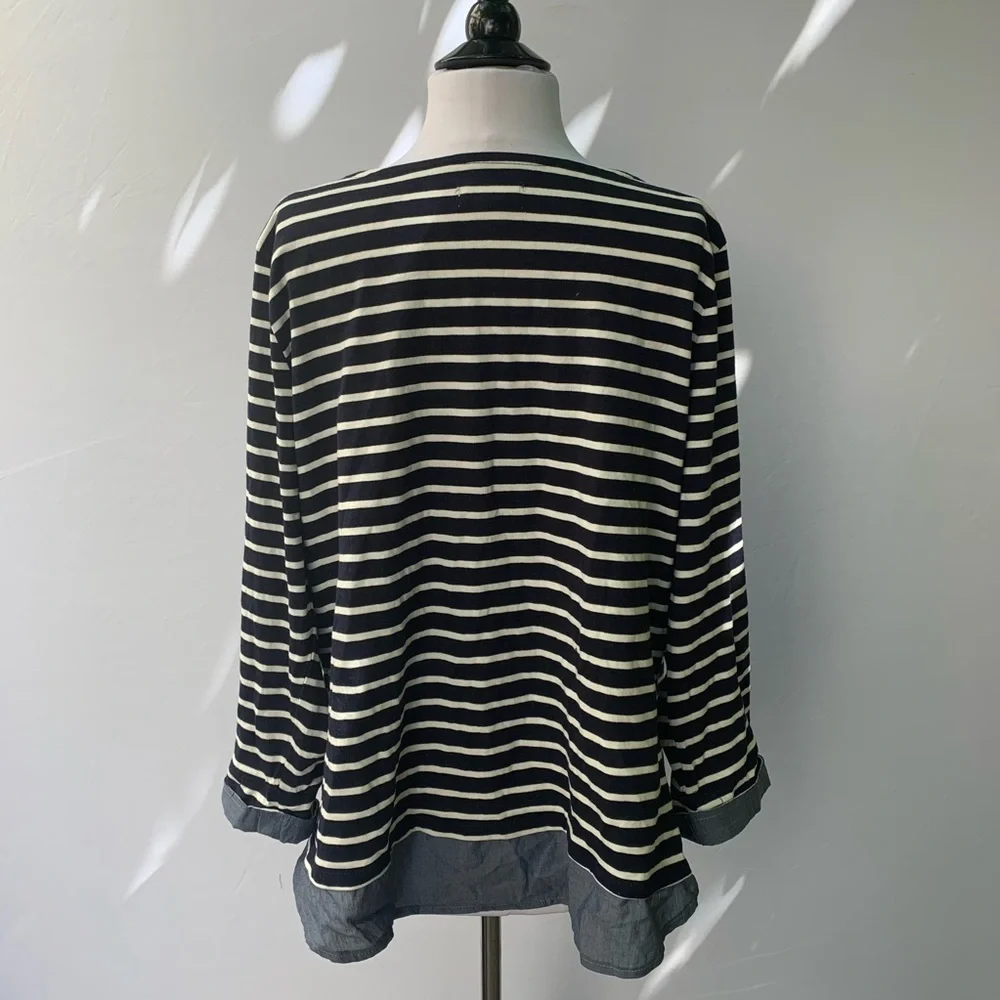 PER SE Stripped Long Sleeve Top Size 1X - Picture 2 of 4